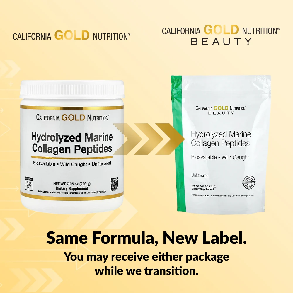 California Gold Nutrition, Hydrolyzed Marine Collagen Peptides, Unflavored,  7.05 oz (200 g) - Image 3