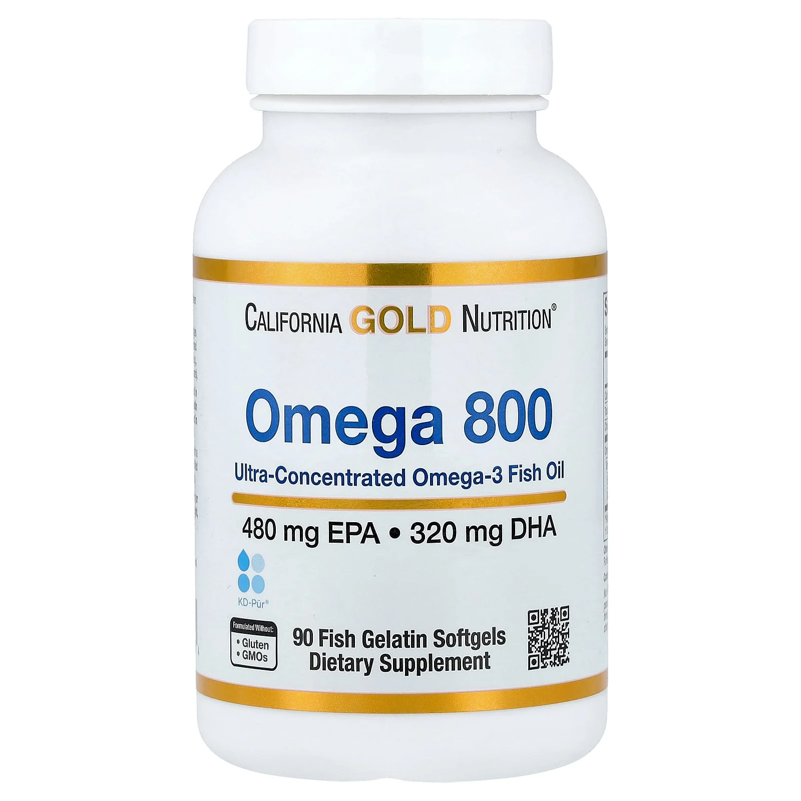 California Gold Nutrition, Omega 800 Pharmaceutical Grade Fish Oil, KD-Pur Triglyceride Form, 90 Fish Gelatin Softgels (1,000 mg per Softgel)